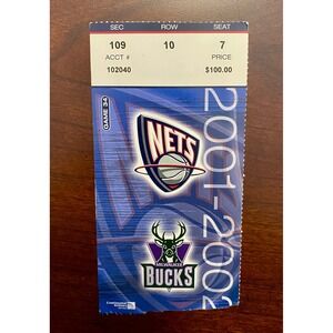 NBA 2002 New Jersey Nets vs‎ Milwaukee Bucks Ticket Stub Game 34